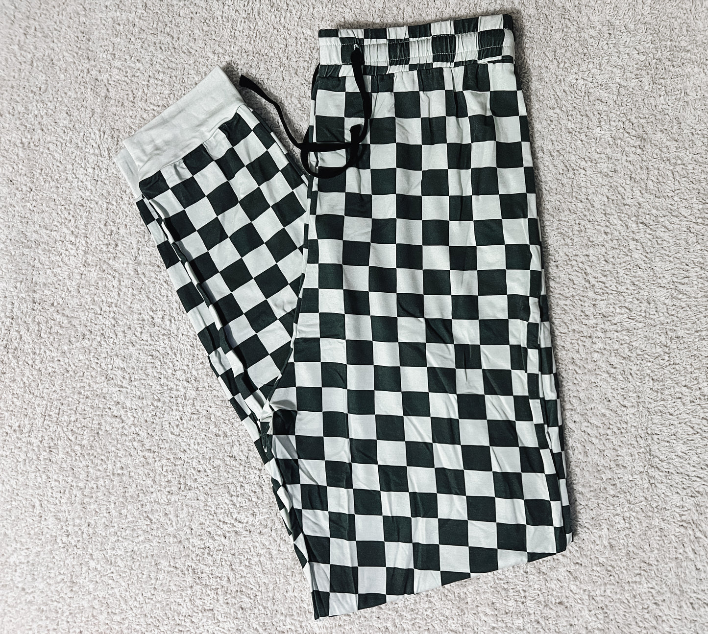 Black Checks Adult Joggers